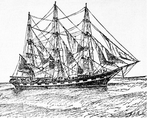 Schiff auf dem die Farias 1879 Hawaii erreichten