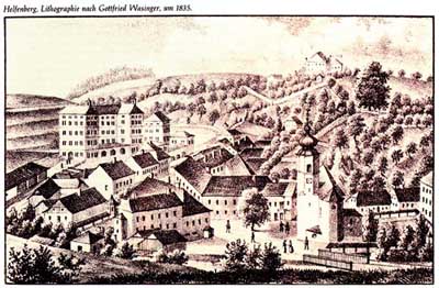 Helfenberg, Lithographie nach Gottfried Wassinger, um 1835